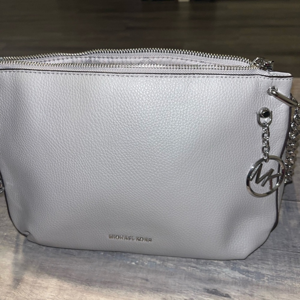 Michael Kors Silver Leather Crossbody Bag